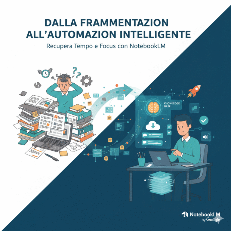 Professionista che automatizza task ripetitivi attraverso intelligenza artificiale e gestione documentale digitale